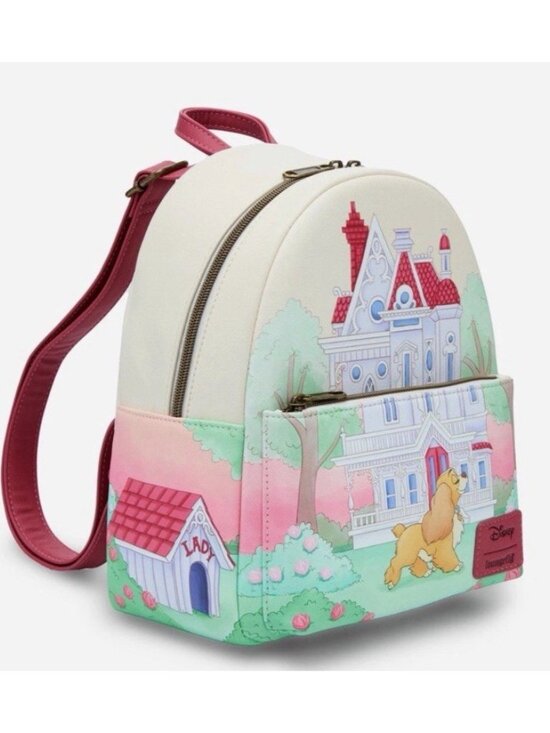 Lady Walking In Front of House Trees Outdoor Scene Loungefly Mini Backpack NWT main image 4
